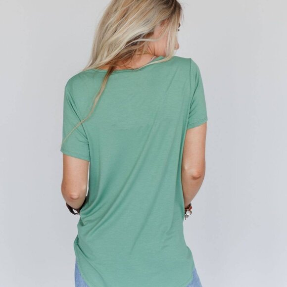 New! Three Bird Nest Scoop Neck Bralette Tee Size X-Large Sage Green - Picture 2 of 3